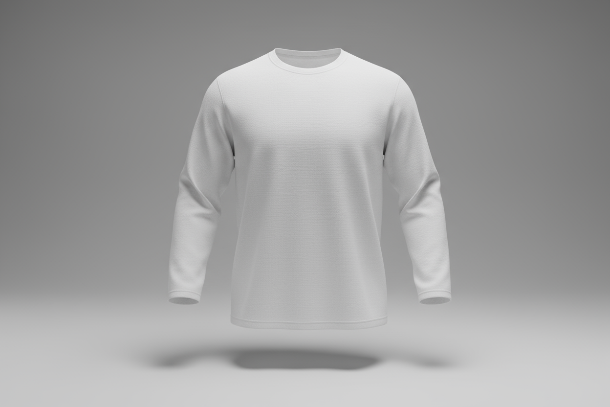 create a 3D style white long sleeve t shirt