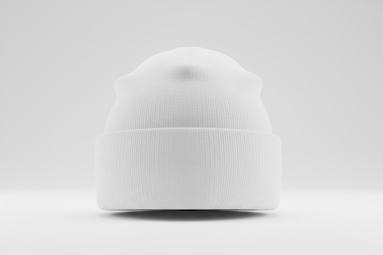 create a 3d white nylon beanie