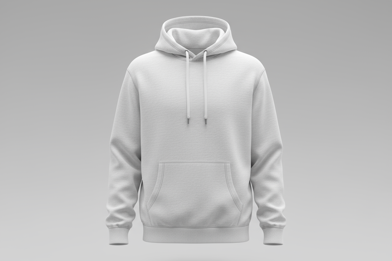 create a white hooded sweatshirt in 3d